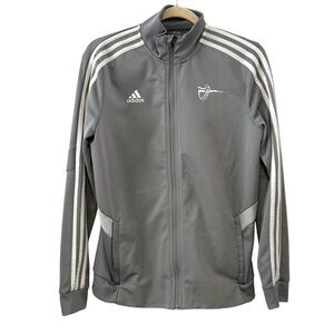 Adidas Men’s Medium Gray Full Zip Track Jacket 3-Stripes Logo Athletic